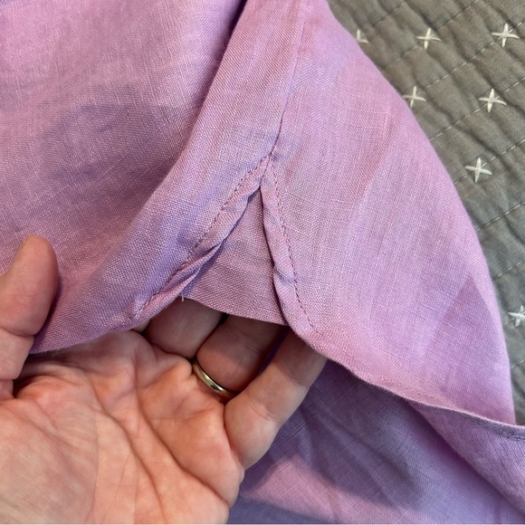 J. Jill Love Linen Lavender Button Down Linen Shirt Sz XL - Picture 6 of 7